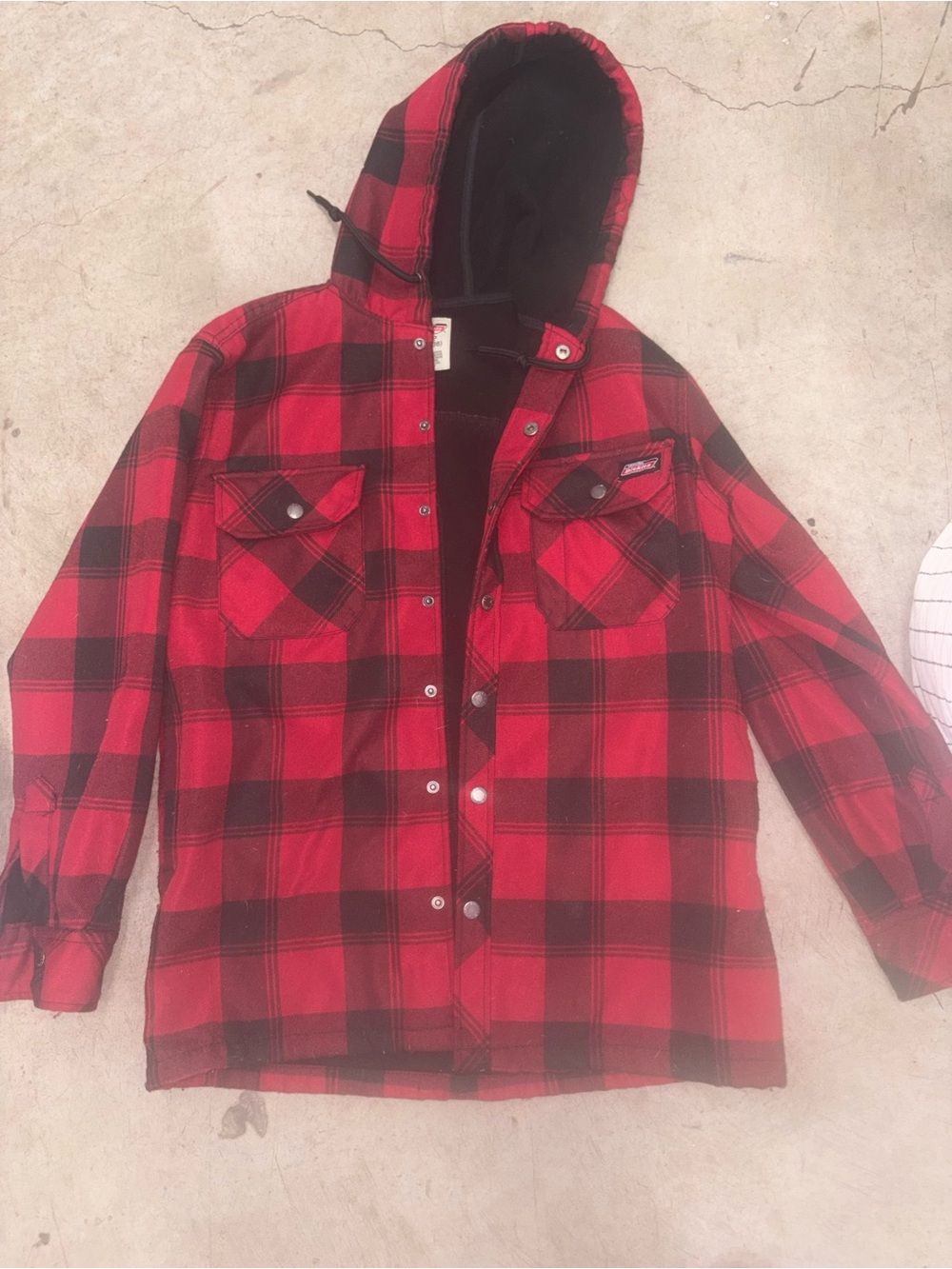 Dickies Red and Black Plaid Hooded flannel Coat